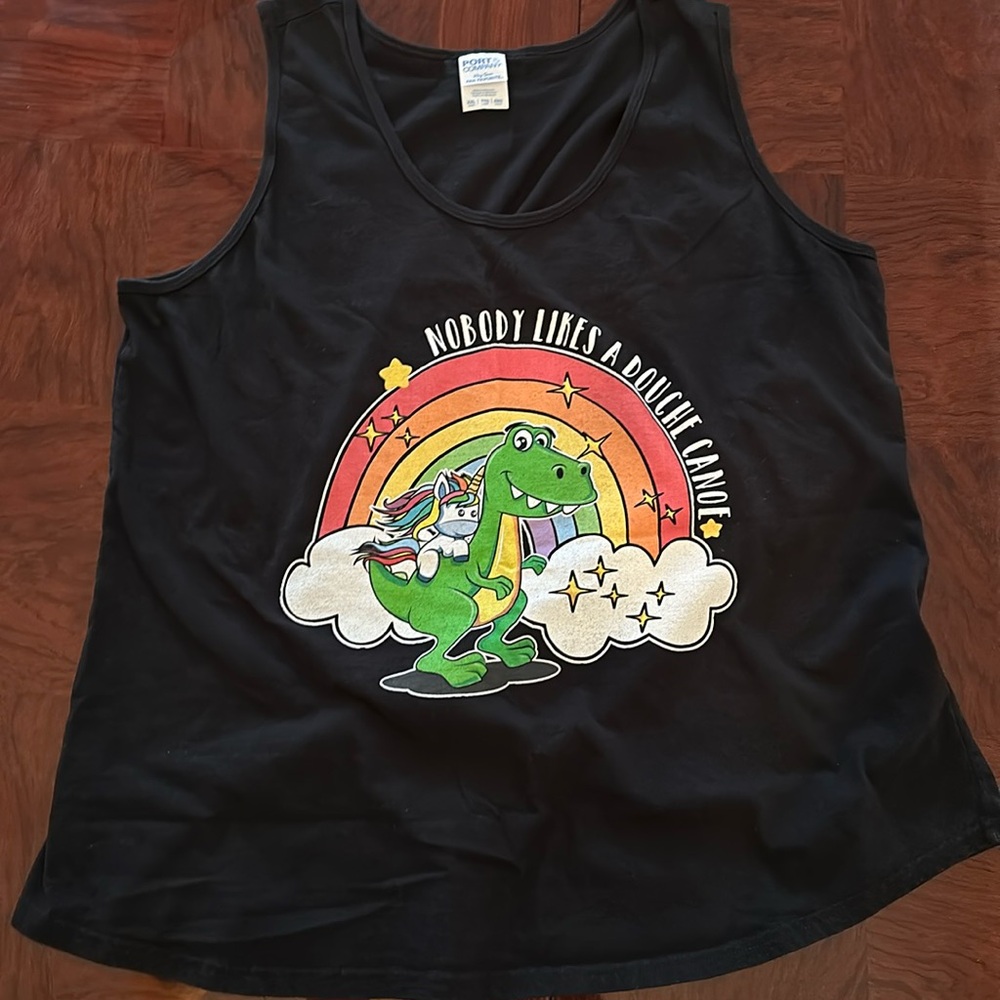 Women's "Nobody Likes A Douche Canoe" Graphic Print Tank Top Shirt, Black